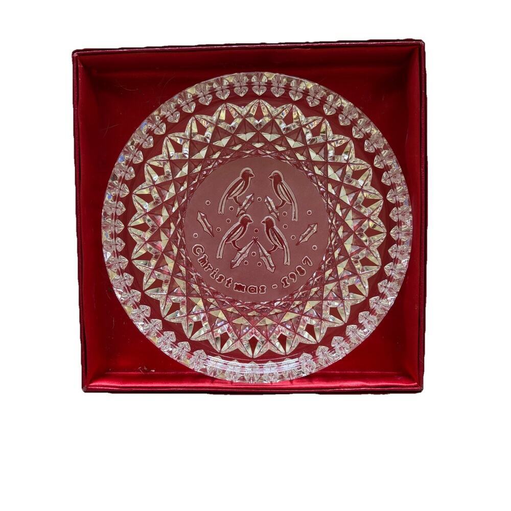 *VINTAGE* Waterford Crystal 12 DAYS OF CHRISTMAS PLATE (1987) 4 Calling Birds
